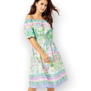Lilly Pulitzer Camille Dress Island Hopping Engineered Off The Shoulder Small